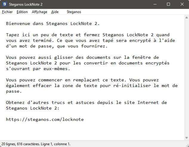 Steganos LockNote 2 – cryptage sécurisé