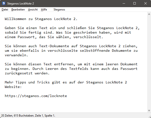 Steganos LockNote 2 – sichere Verschlüsselung